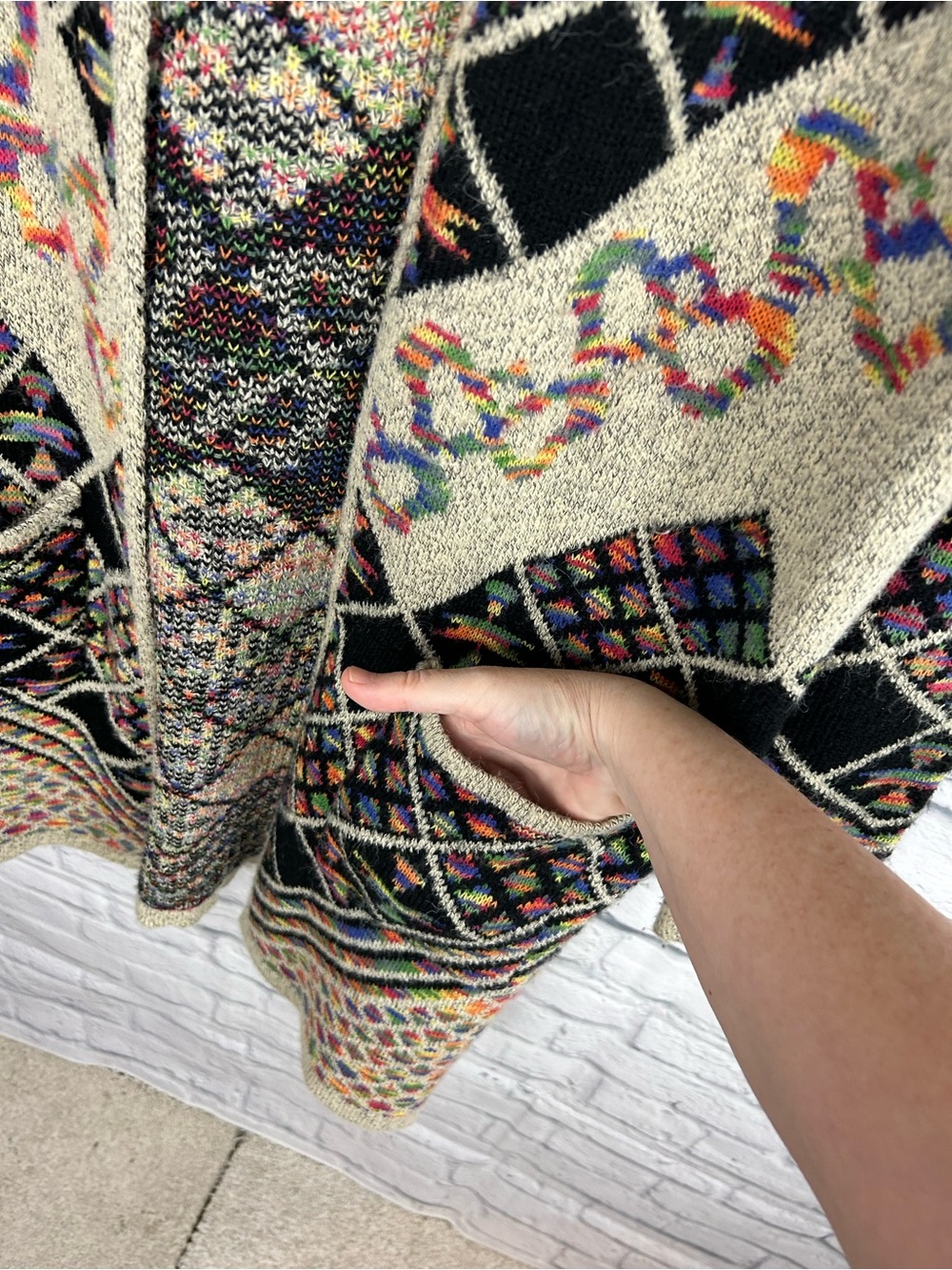 Kamana Southwestern Open Front Cardigan Sweater Large Boho Duster - Picture 2 of 7